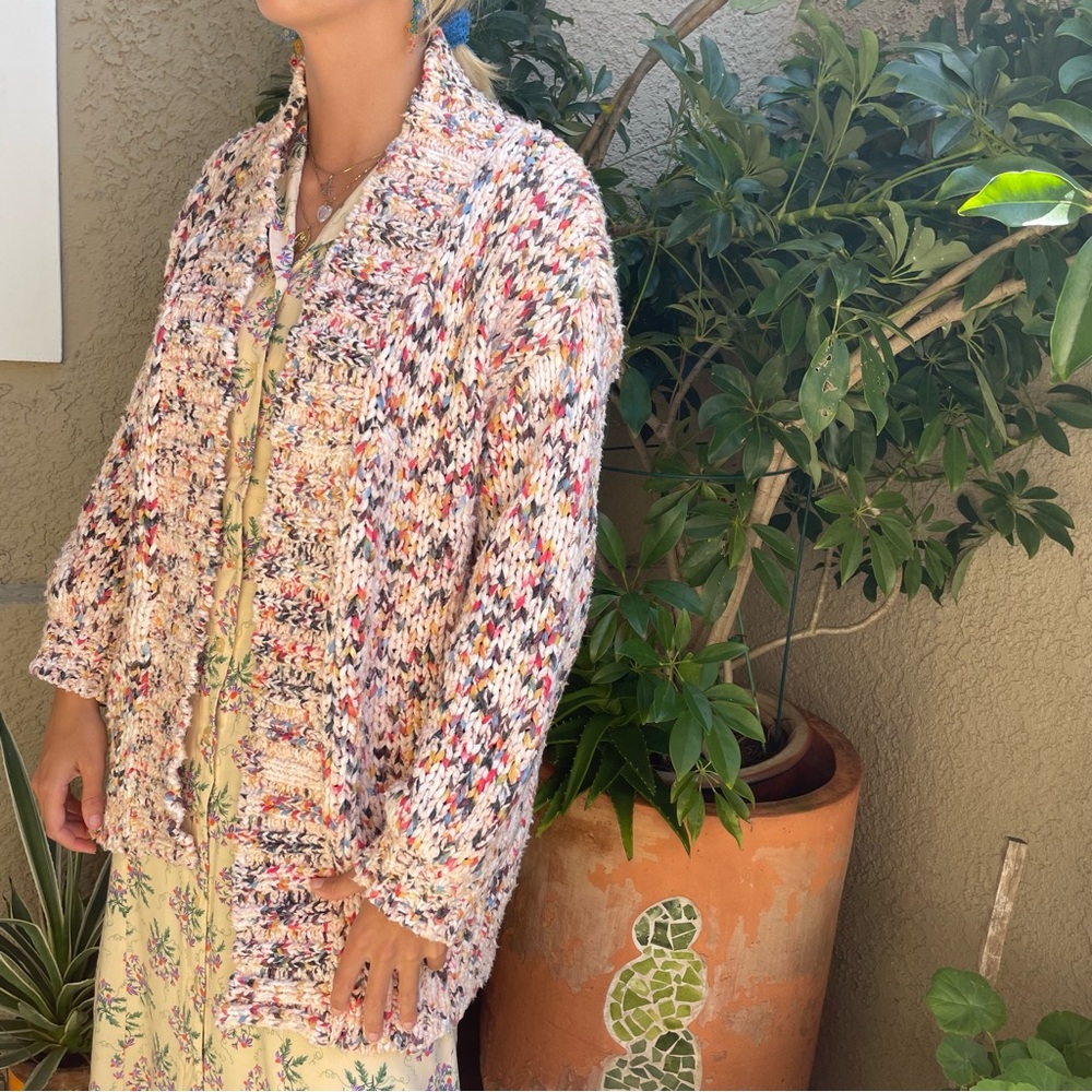Multicolored Anthropology knitted cotton cardigan